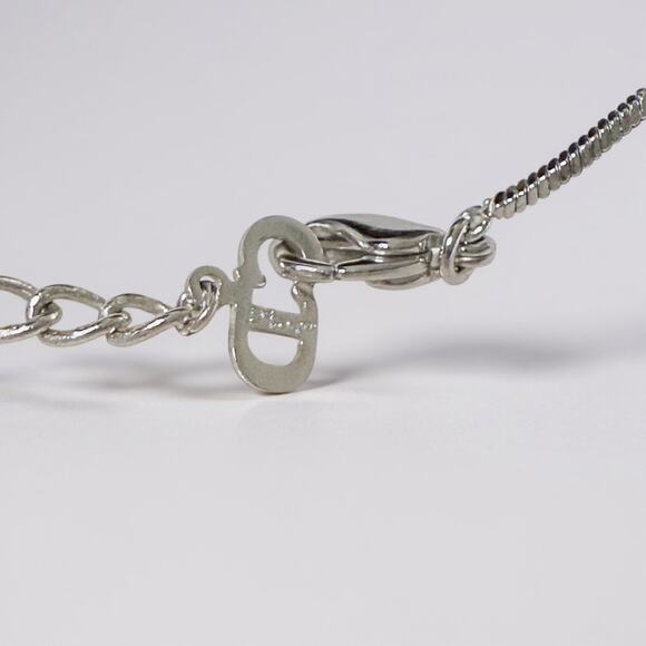 Dior Oblique Silver & Burgundy Dog Tag Pendant Necklace - Picture 4 of 5